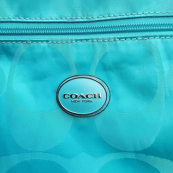 Coach Signature Fabric turquoise nylon Adjustable Crossbody File Bag - Picture 13 of 13